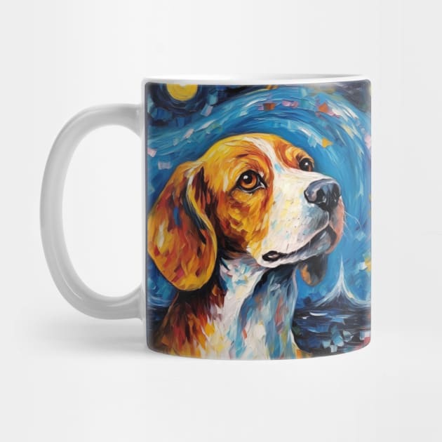 Beagle Portrait Painting in "The Starry Night" style by NatashaCuteShop